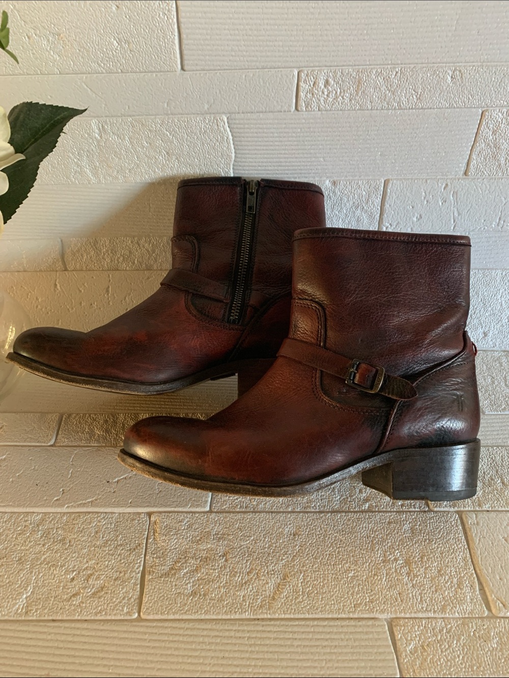 Frye Leather Short Harness Ankle Boots